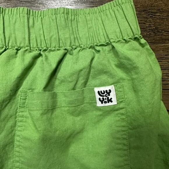 LUCY&YAK Jessie Organic Cotton Linen Elastic Shorts Matcha Green sz XL - Picture 7 of 7